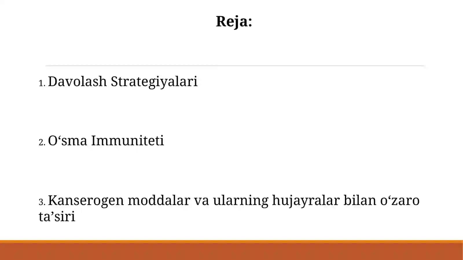 Kanserogen agentlar va ularning hujayralar bilan oʻzaro taʼsiri. Oʻsma immuniteti. 2