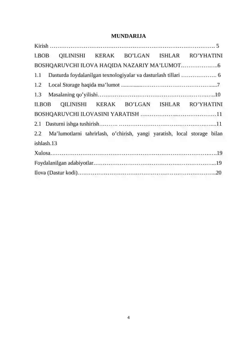 Qilinishi kerak bo’lgan ishlarni boshqarish (ToDoList App) 2