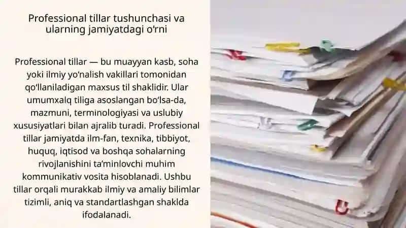 PROFESSIONAL TILLAR VA ULARNING MILLIY TILDAGI ASOSIY XUSUSIYATLARI 2