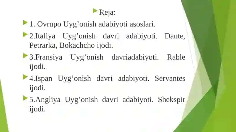 Uyg’onish davri adabiyoti 2