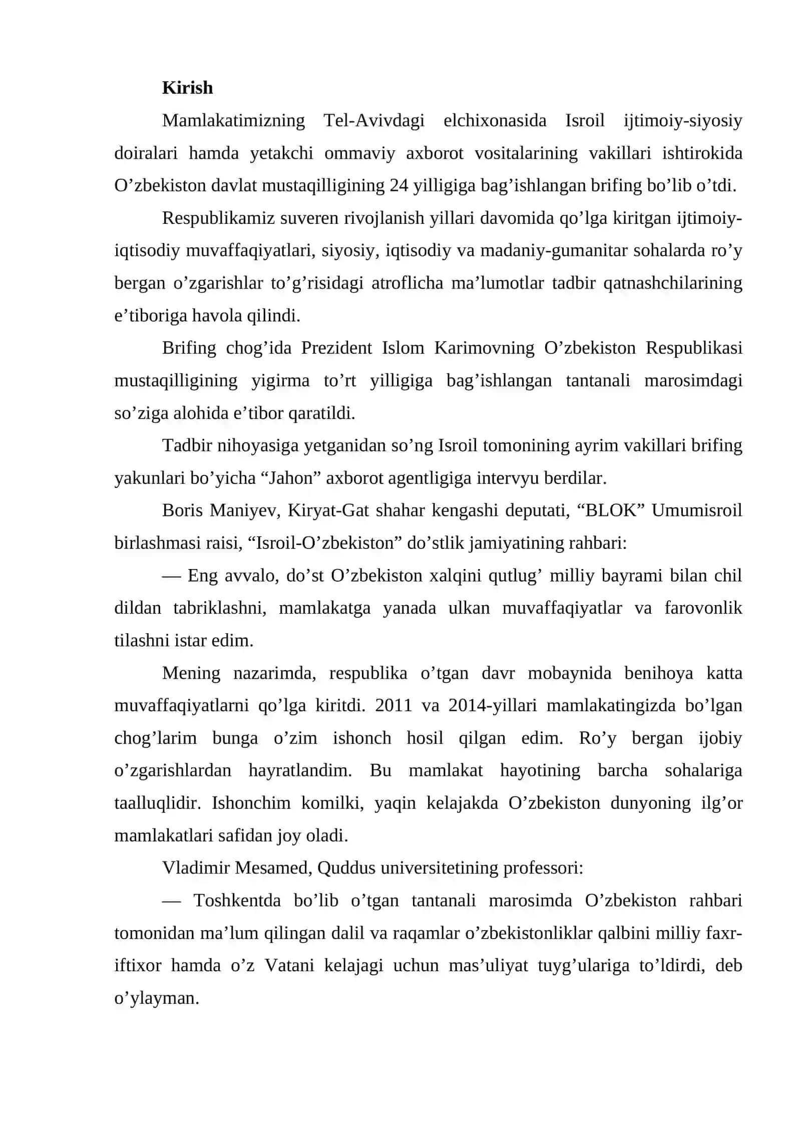 O'zbekistonning markaziy osiyoda tinchlik va barqarorlikni ta'minlashdagi o'rni 2