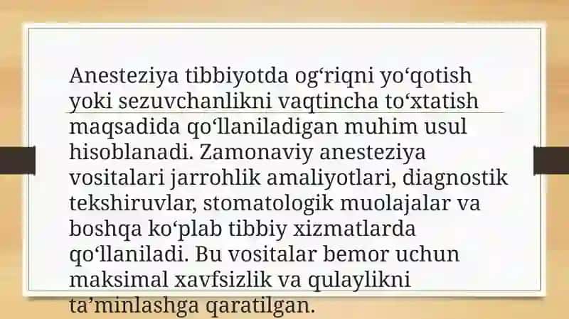 Zamonaviy anesteziya vositalari 2