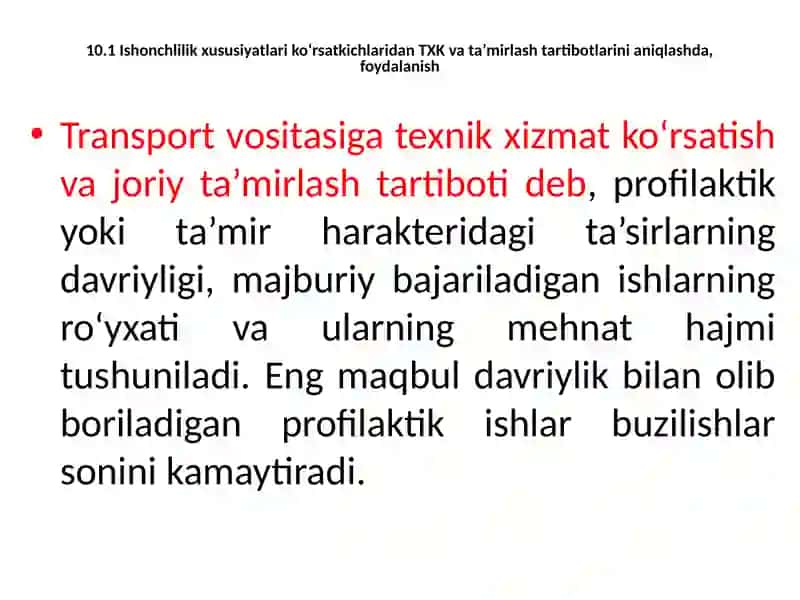 Ishonchlilik xususiyatlari ko‘rsatkichlarining ekspluatatsiyajarayonida qo‘llanishi 2