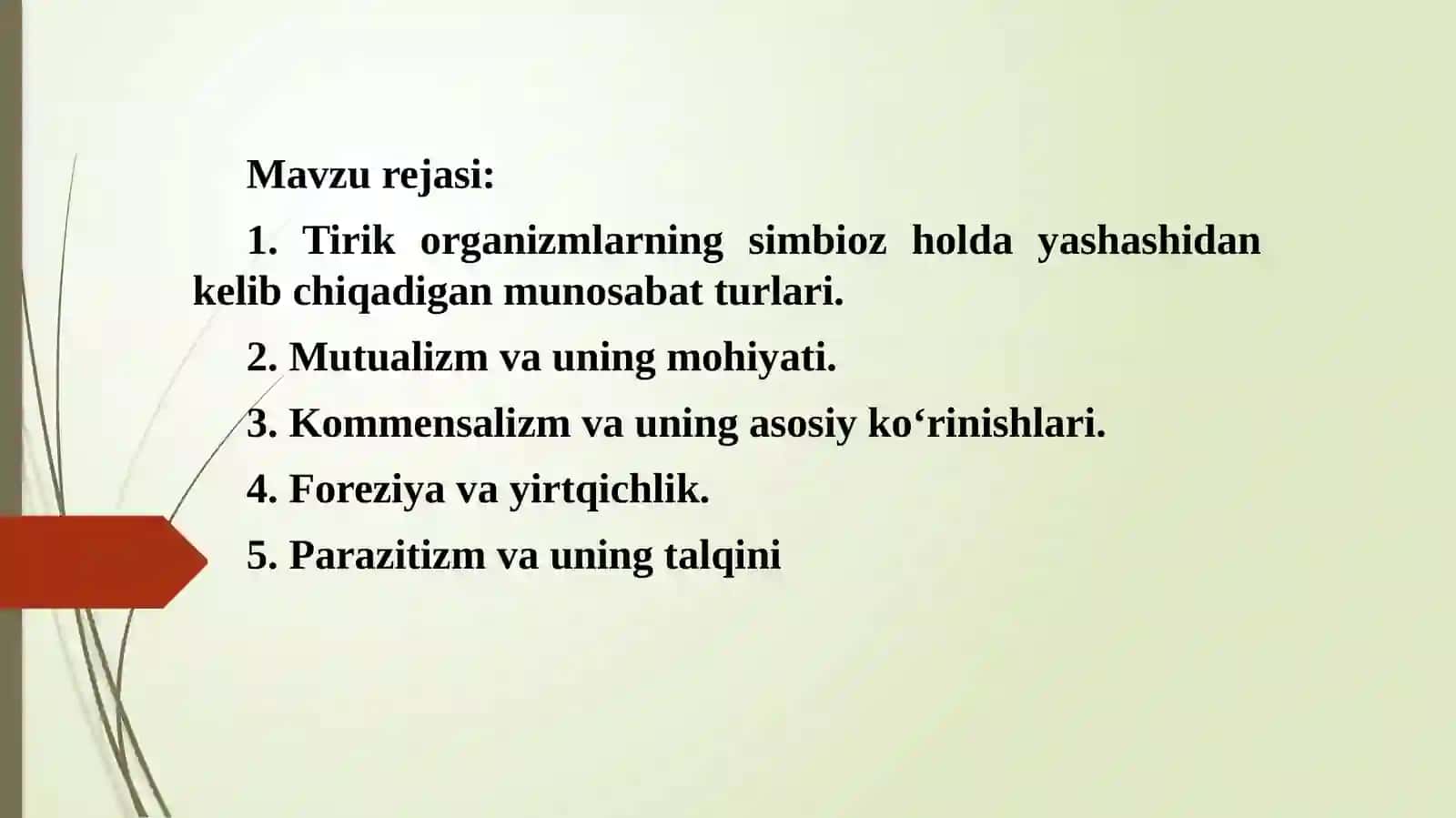 Tirik organizmlarning o’zaromunosabatlari va uning asosiy shakllari 2