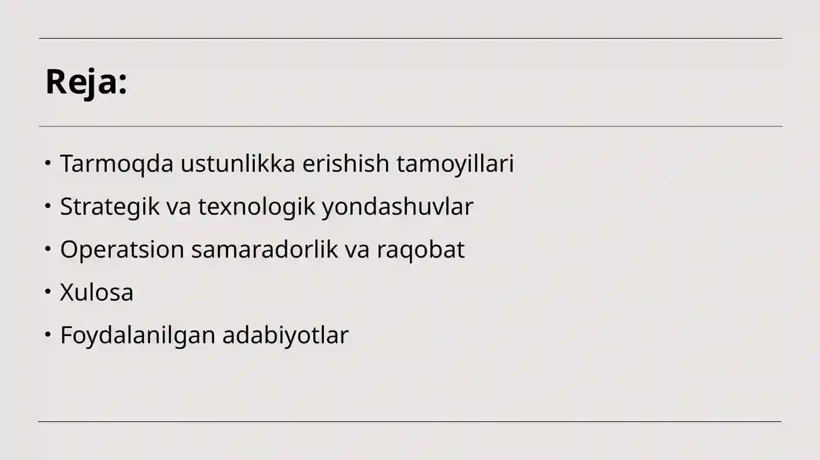 Tarmoqda ustunlikka erishish shartlari 2
