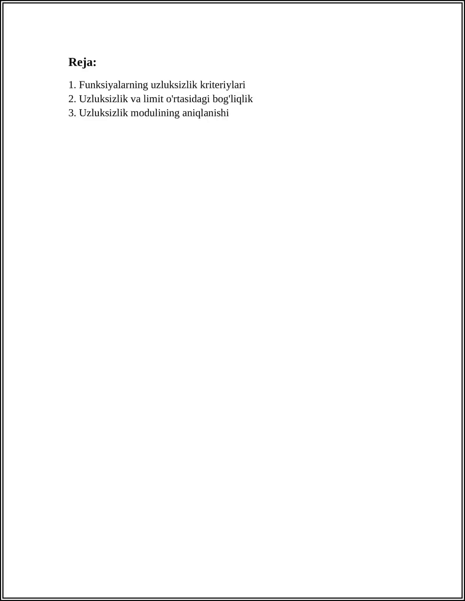 FUNKSIYANING UZLUKSIZLIK MODULI 2