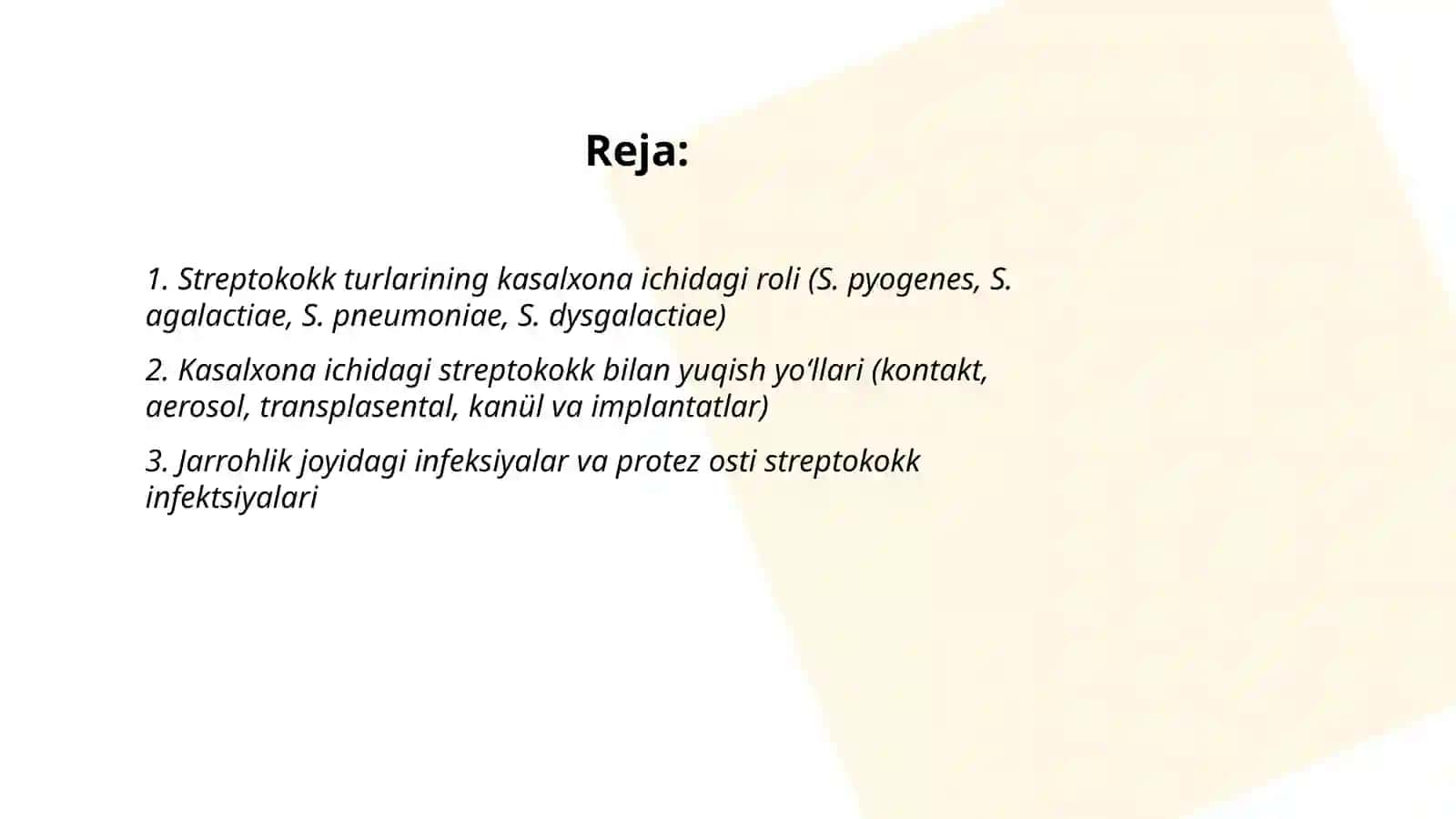 Kasalxona ichi infeksiyasi qoʻzgʻatuvchilar steptakaklar 2