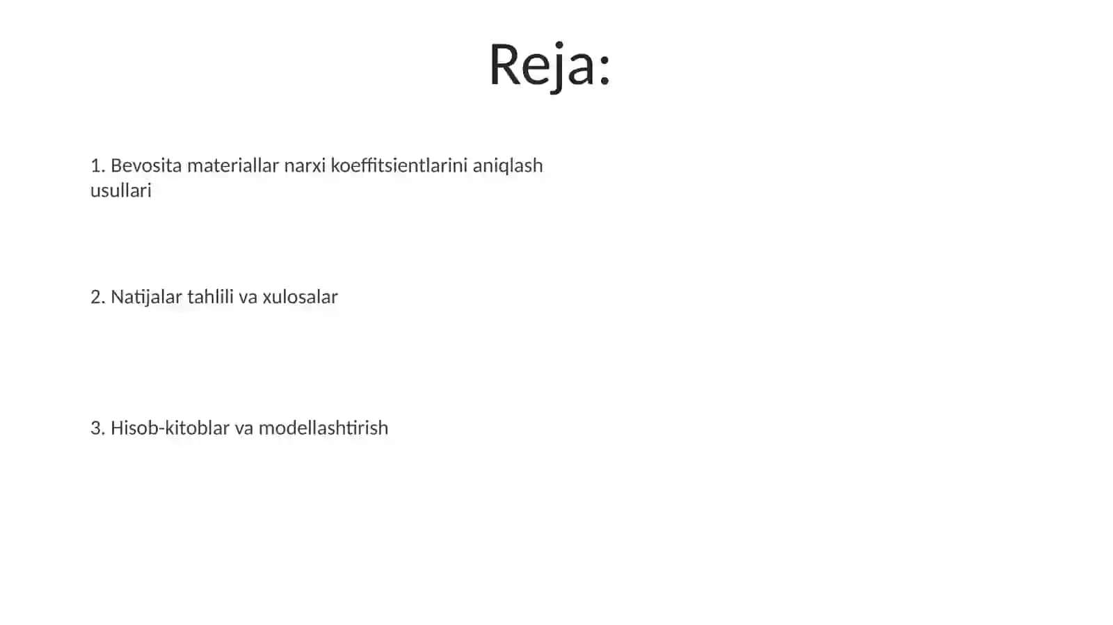 Bevosita moddiy harajatlar koeffitsiyentlarini aniqlash 2