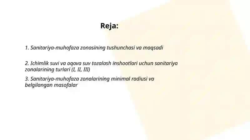 Ichimlik suvi va oqova suvlarni tozalash inshootlarining sanitariya-muhofaza zonalari 2
