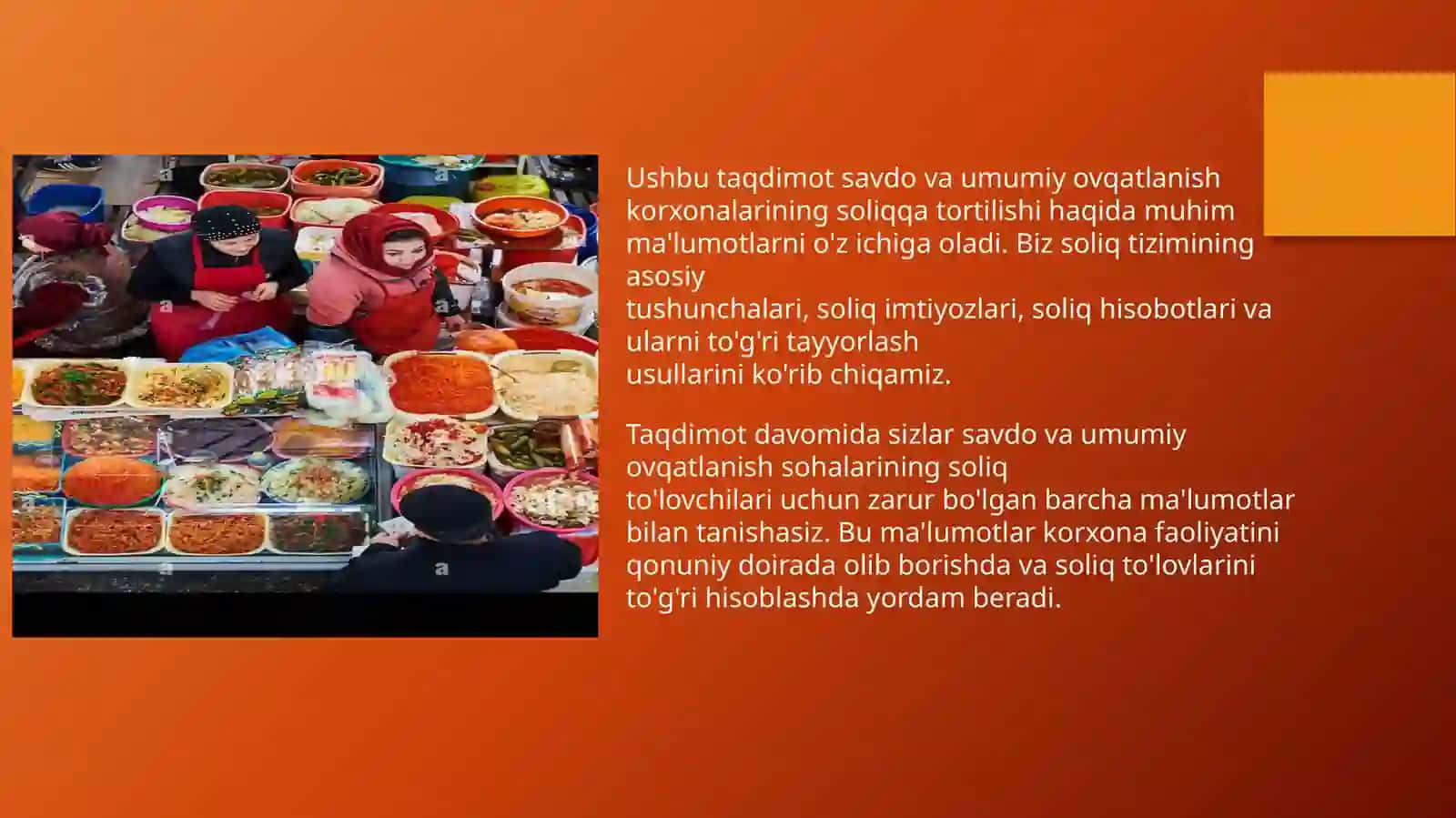 Savdova Umumiy Ovqatlanish Korxonalarini Soliqqa Tortish Masalalari 2