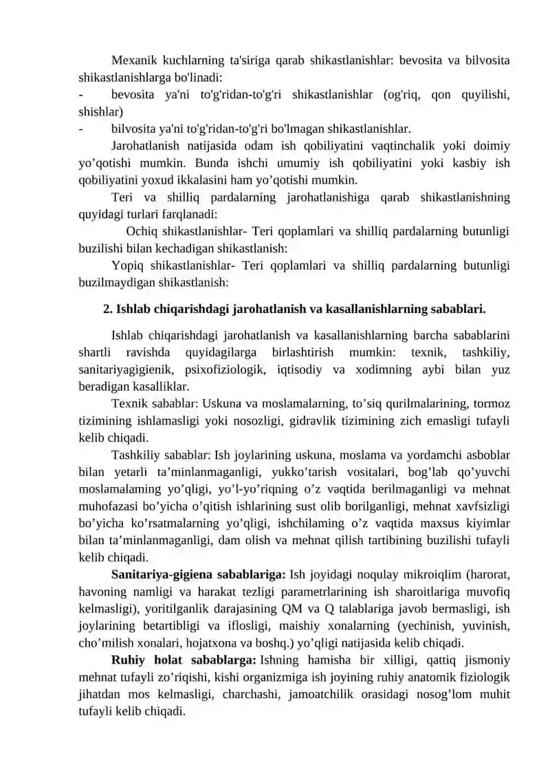 Mexanik jarohatlanishdan muhofazalanish va muhofazalovchi vositalarni aniqlash 2