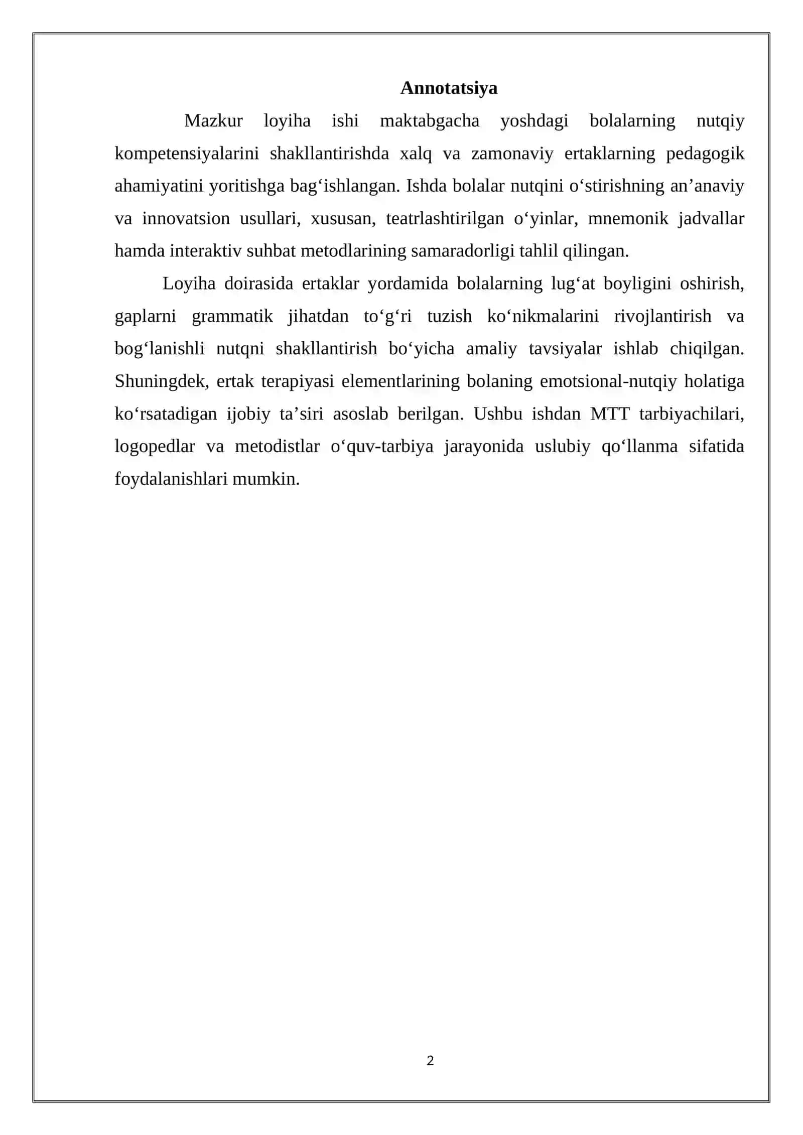Maktabgacha ta'lim tashkilotida ertaklar asosida bolaning nutqini oʻstirish usullari 2