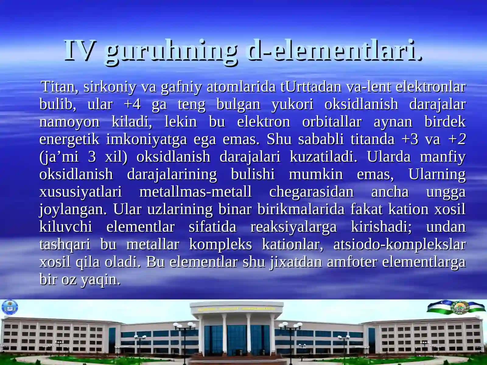 IV guruhning d-elementlari 2