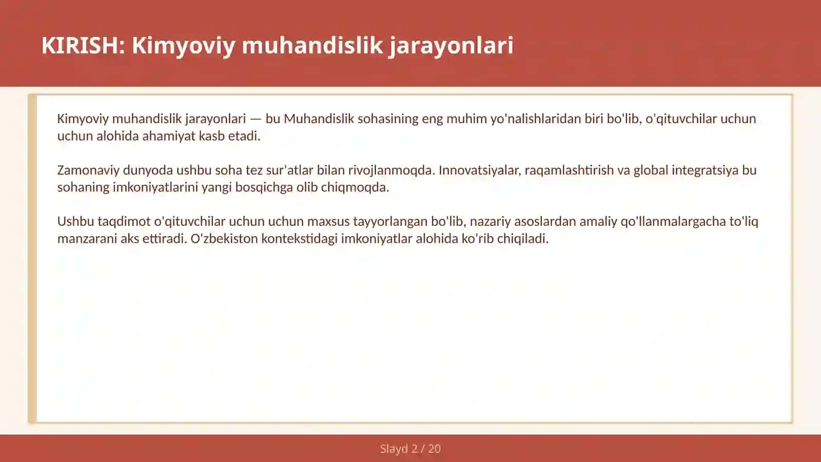 KIMYOVIY MUHANDISLIK JARAYONLARI 2