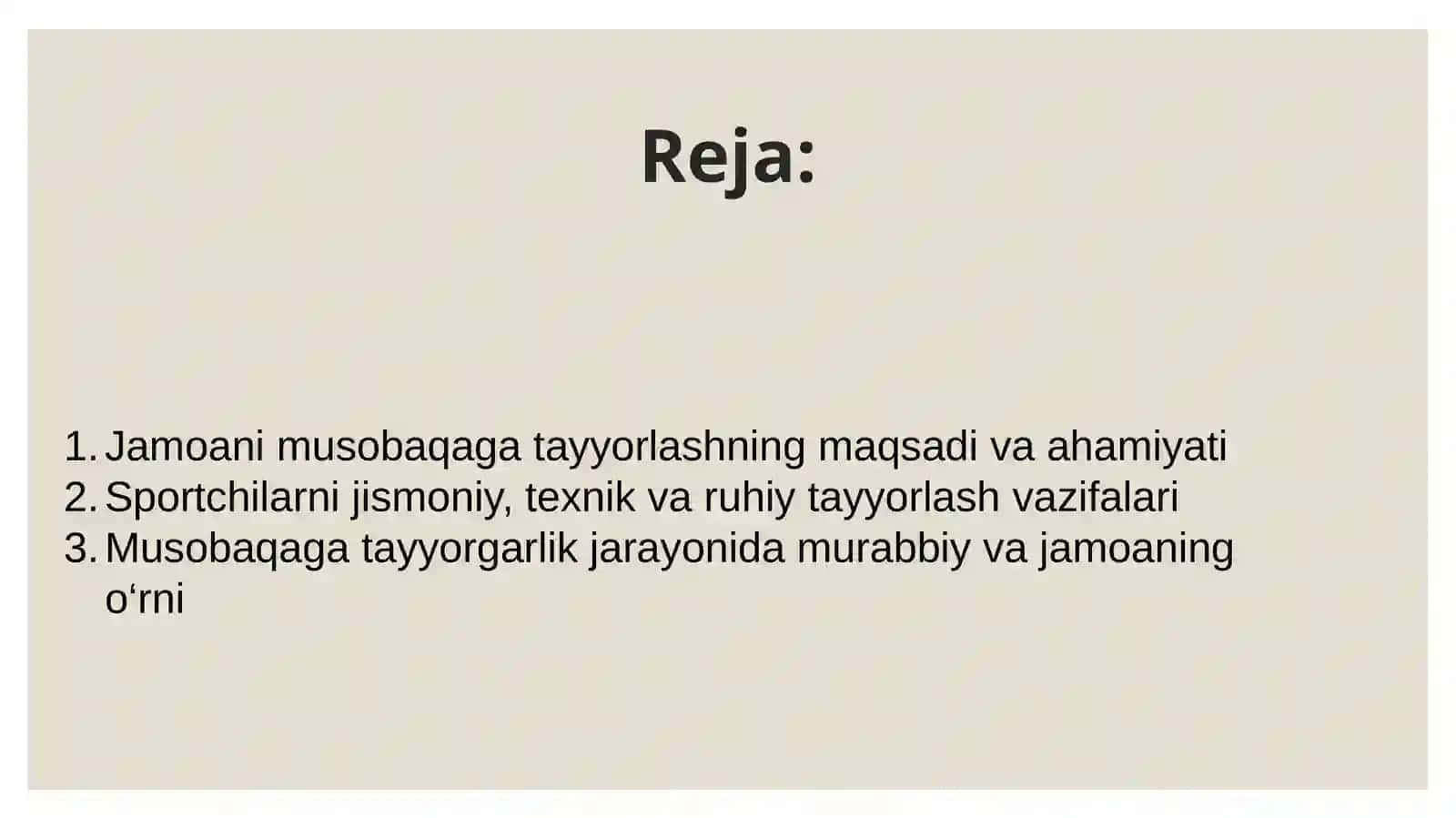 Jamoani musobaqaga tayyorlashni maqsadi va vazifalari 2