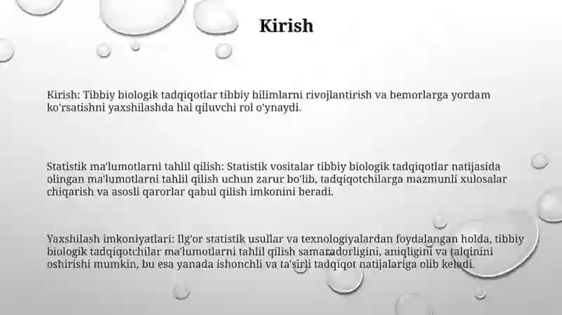 Tibbiy Biologik Tadqiqotning Statistik Malumotlar Natijalarini Qayta Ishlash Imkoniyatlari 2