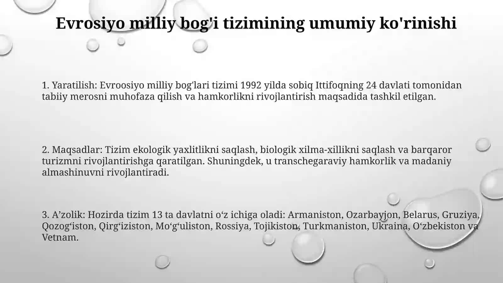 Yevrosiyo Milliy BogʻLarVaQoʻRiqxonalari 2