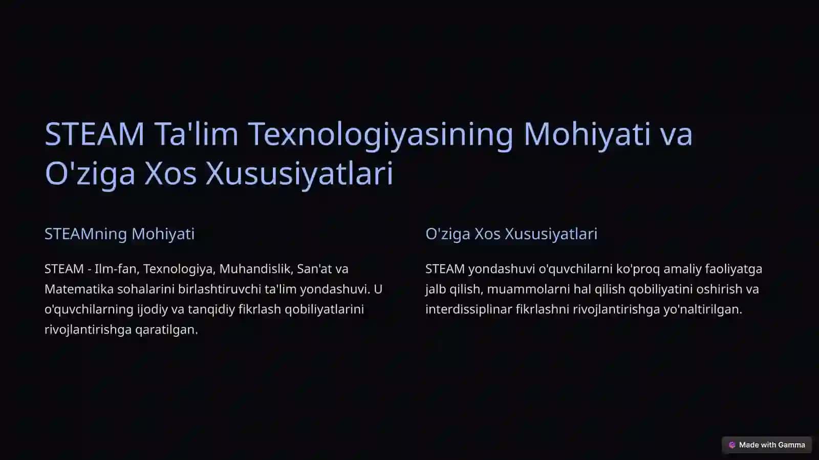 STEAM Ta'lim Texnologiyasi: Mulohaza Yuritish va Prognoz Qilish Kompensatsiyalarini Shakllantirish 2