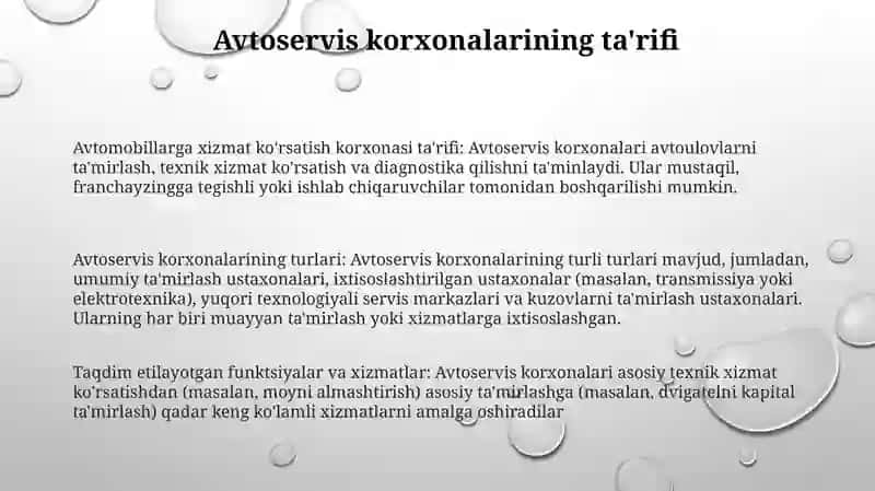 Avtoservis Korxonalari Va Ularning Ta'Rifi 2