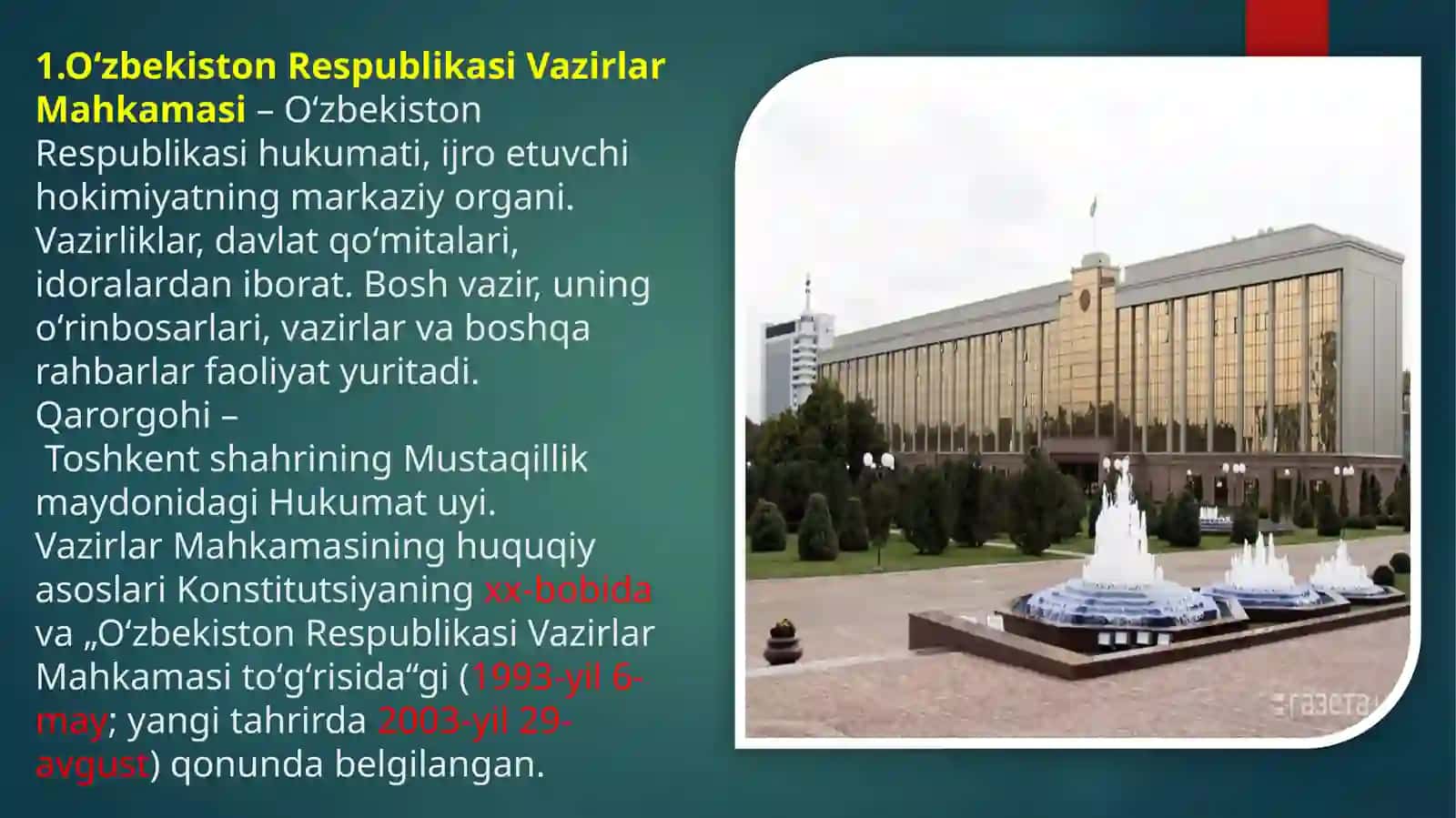 Vazirlar mahkamasi mahalliy hokimiyat organlari,xalq deputatlar kengashi va o`z-o`zini boshqarish organlari 2
