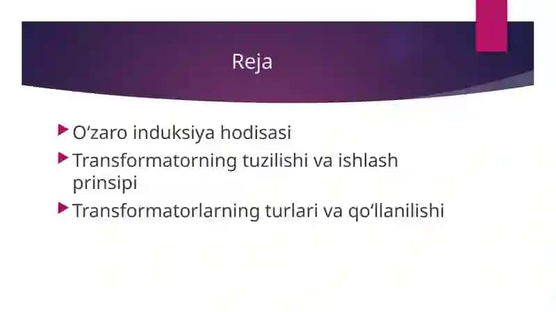 Oʻzaro induksiya. Transformator 2