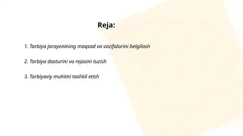 Tarbiya jarayonini tashkil etish 2