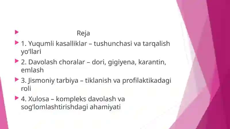 YUQUMLI   KASALLIKLARDA   DAVOLASH   CHORALARI.  SHIFOKORLIK   AMALYOTIDA   JISMONIY   TARBIYANING  AHAMIYATI. 2