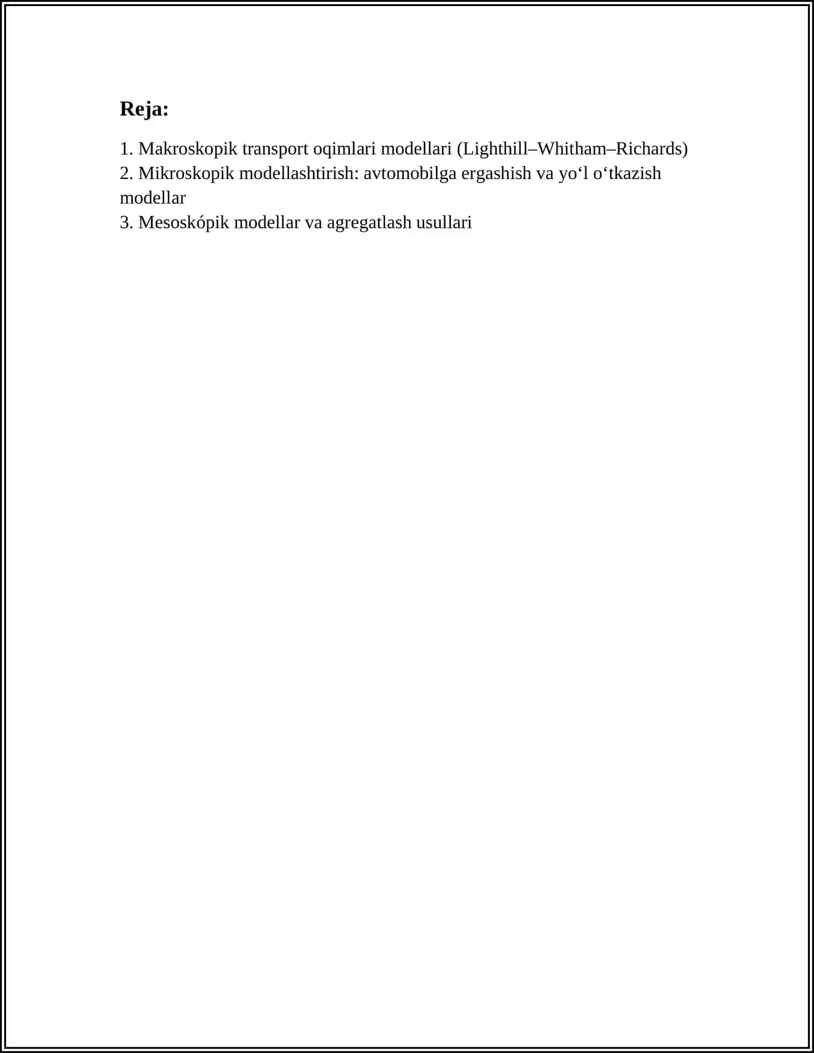 TRANSPORT OQIMLARINI MODELLASHTIRISH USULLARI 2