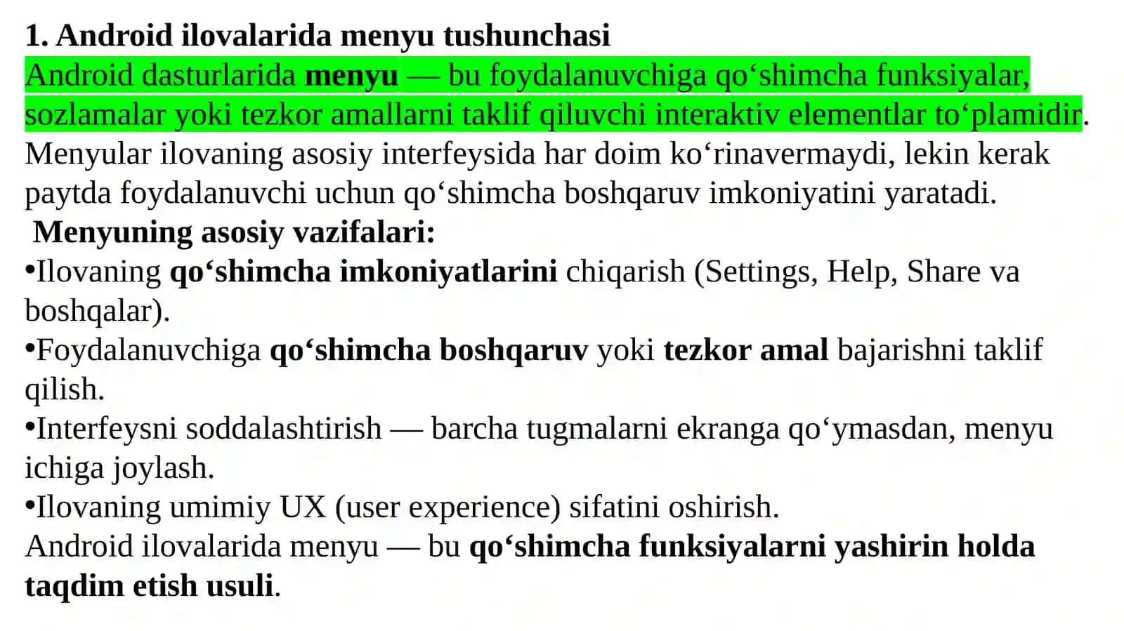 Menyu va kontekst menyular 2