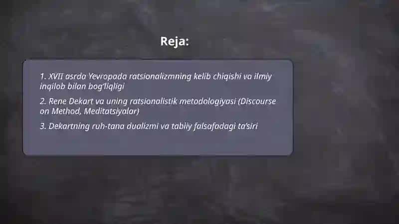 XVII asrda Yevropada ratsionalizm 2