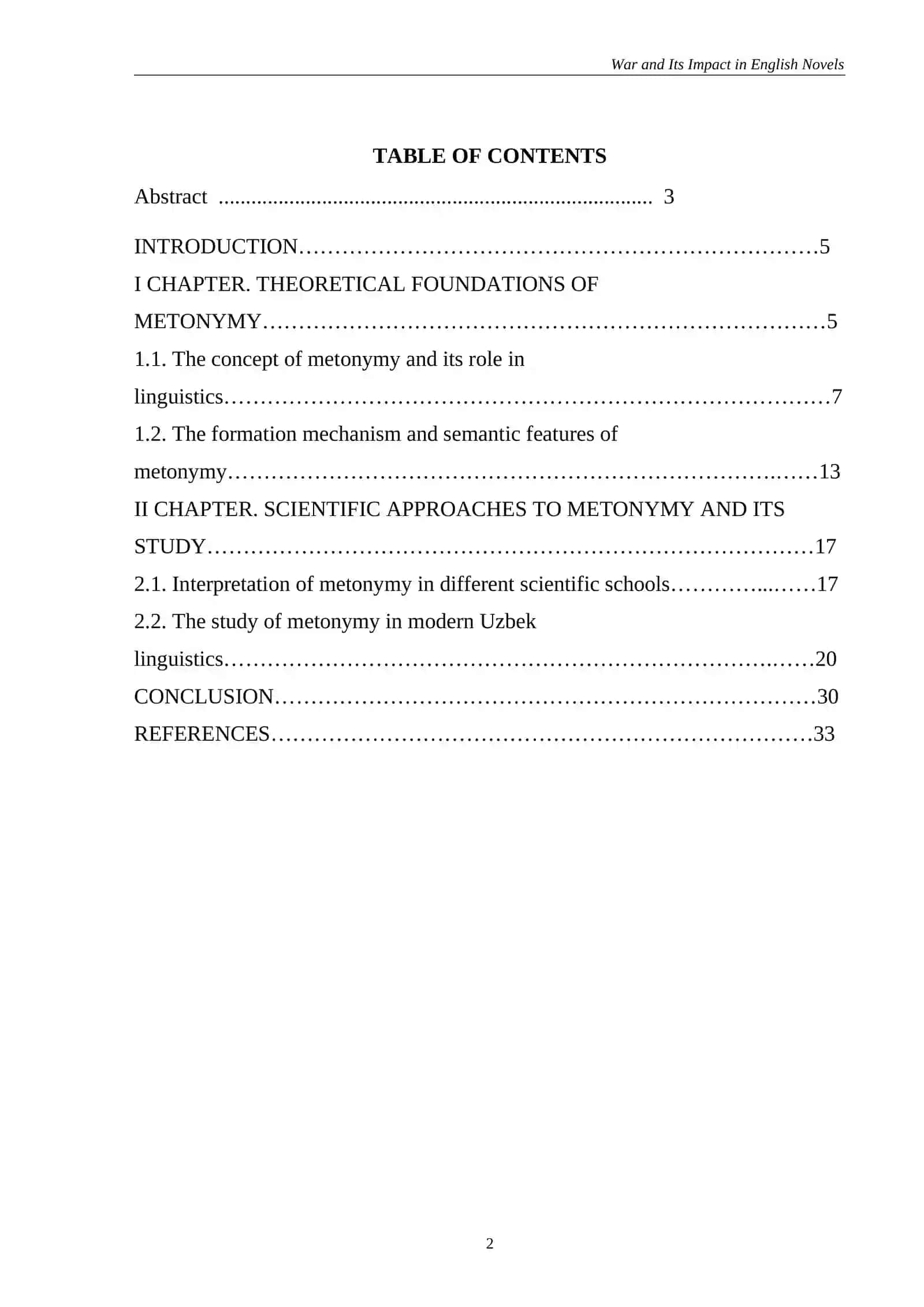 WAR AND ITS IMPACT IN ENGLISH NOVELS 2