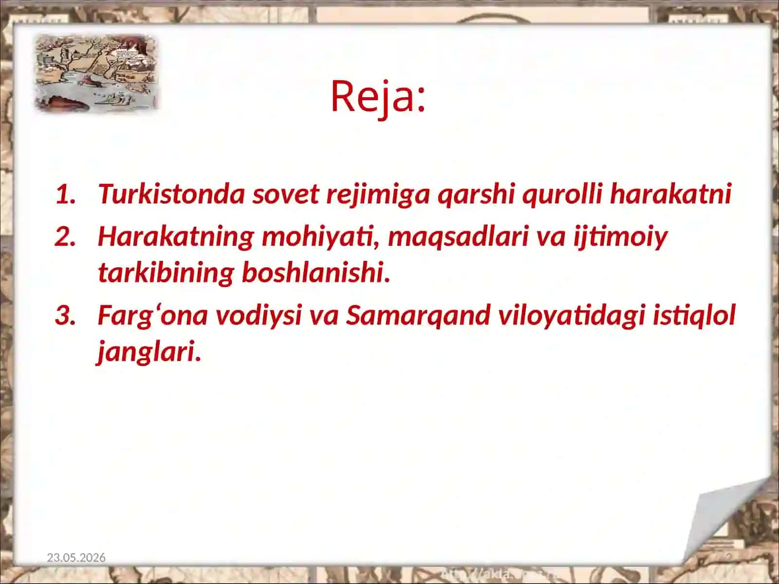 10-sinf O'zbekiston tarixi dars ishlanma. Turkiston ASSRda sovet hokimiyatiga qarshi qurolli harakatlar 2
