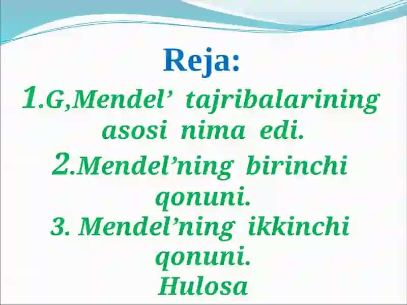 G.Mendel`ning monoduragay chatishtirish usuli bo’yicha masalalary echish 2