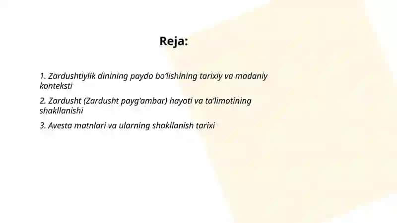 Zardushtiylik dinining shakllanish tarixi va tarqalish hududlari 2