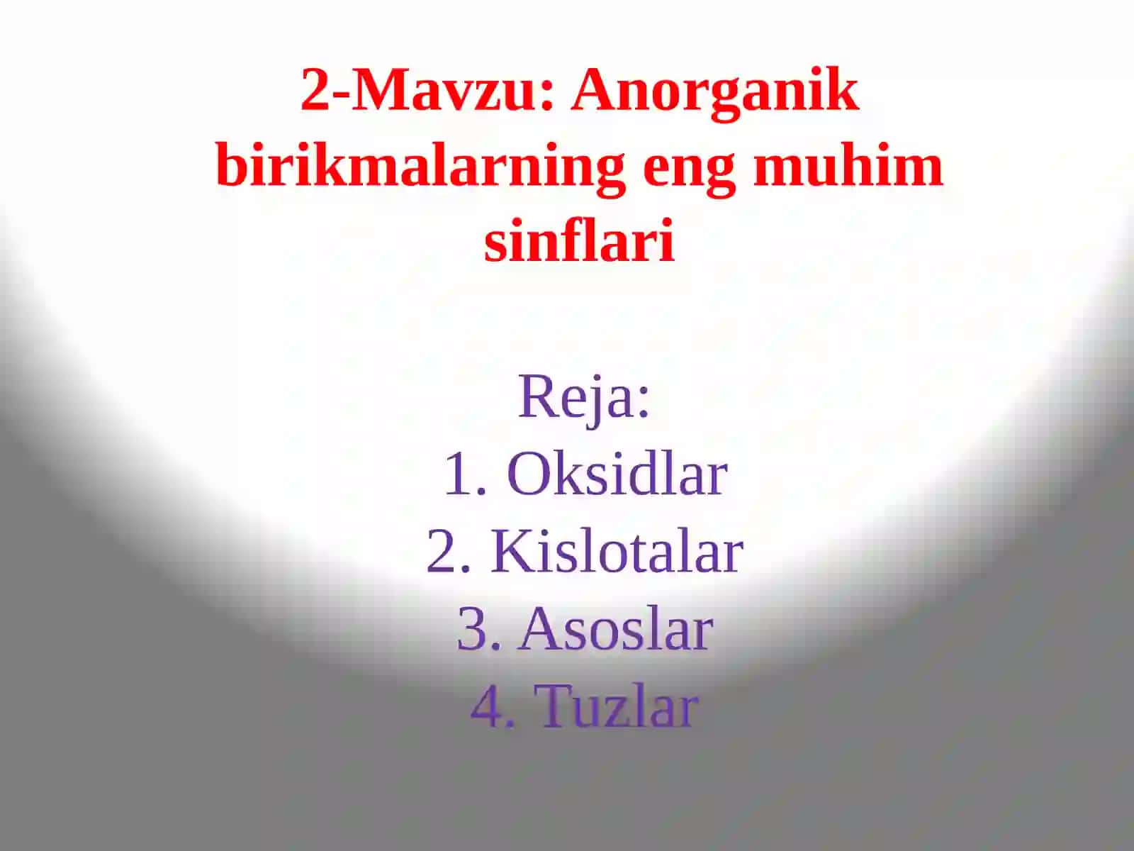 Anorganik birikmalarning eng muhim sinflari 2