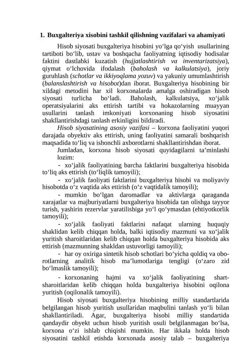 Buxgalteriya xisobini tashkil qilishning vazifalari va ahamiyati 2