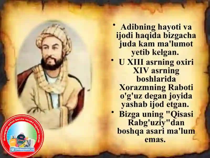 Raabg'uziy hayoti va ijodi 2
