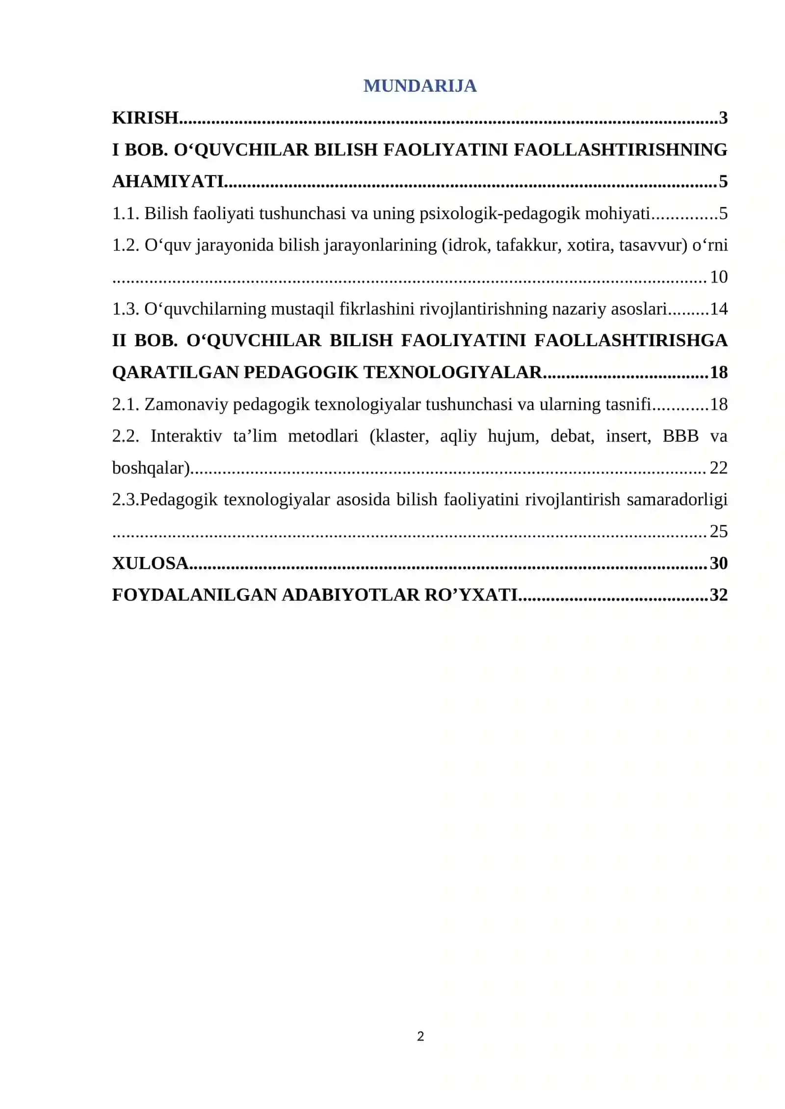 O’quvchilar bilish faoliyatini faollashtirishga qaratilgan pedagogik texnologiyalarning ahamiyati 2