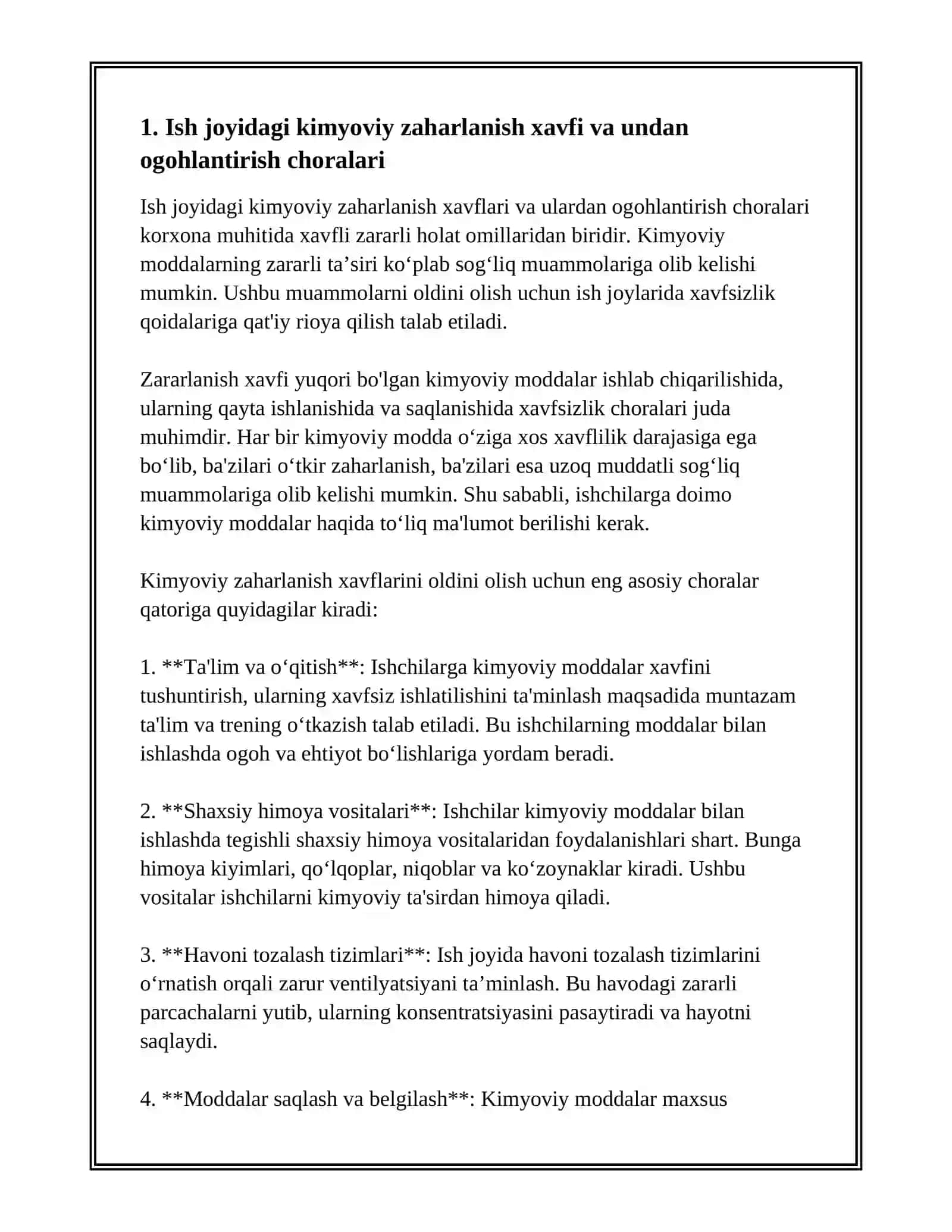 KORXONA MUHITIDAGI XAVFLI ZARARLI HOLAT OMILLAR ULARDAN OGOHLANTIRISH 2