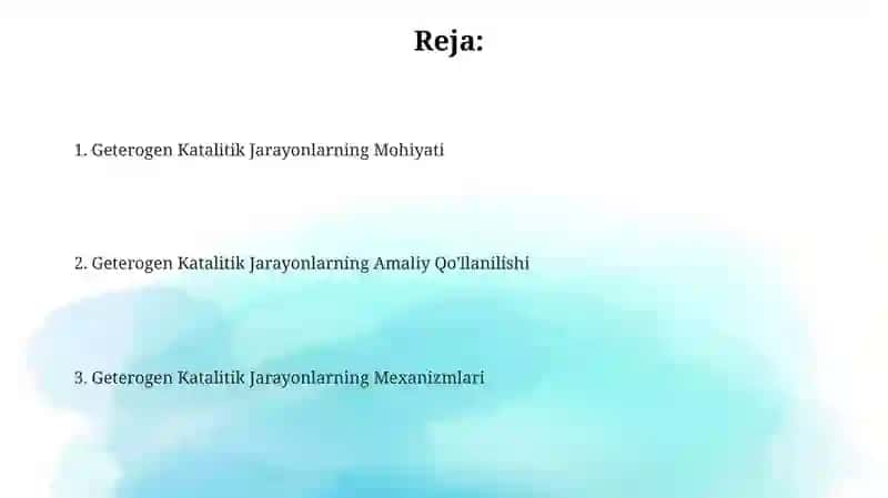 Geterogen va katalitik jarayonlar 2