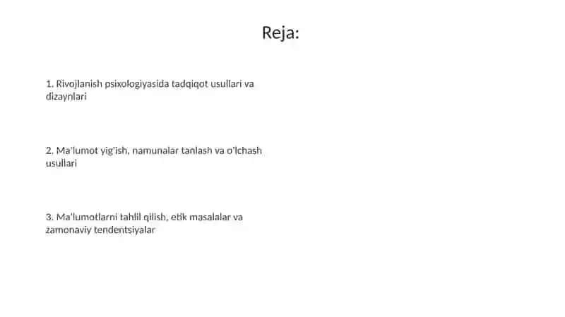 Rivojlanish psixologiyasi fanining tadqiqot usullari va metodlari 2