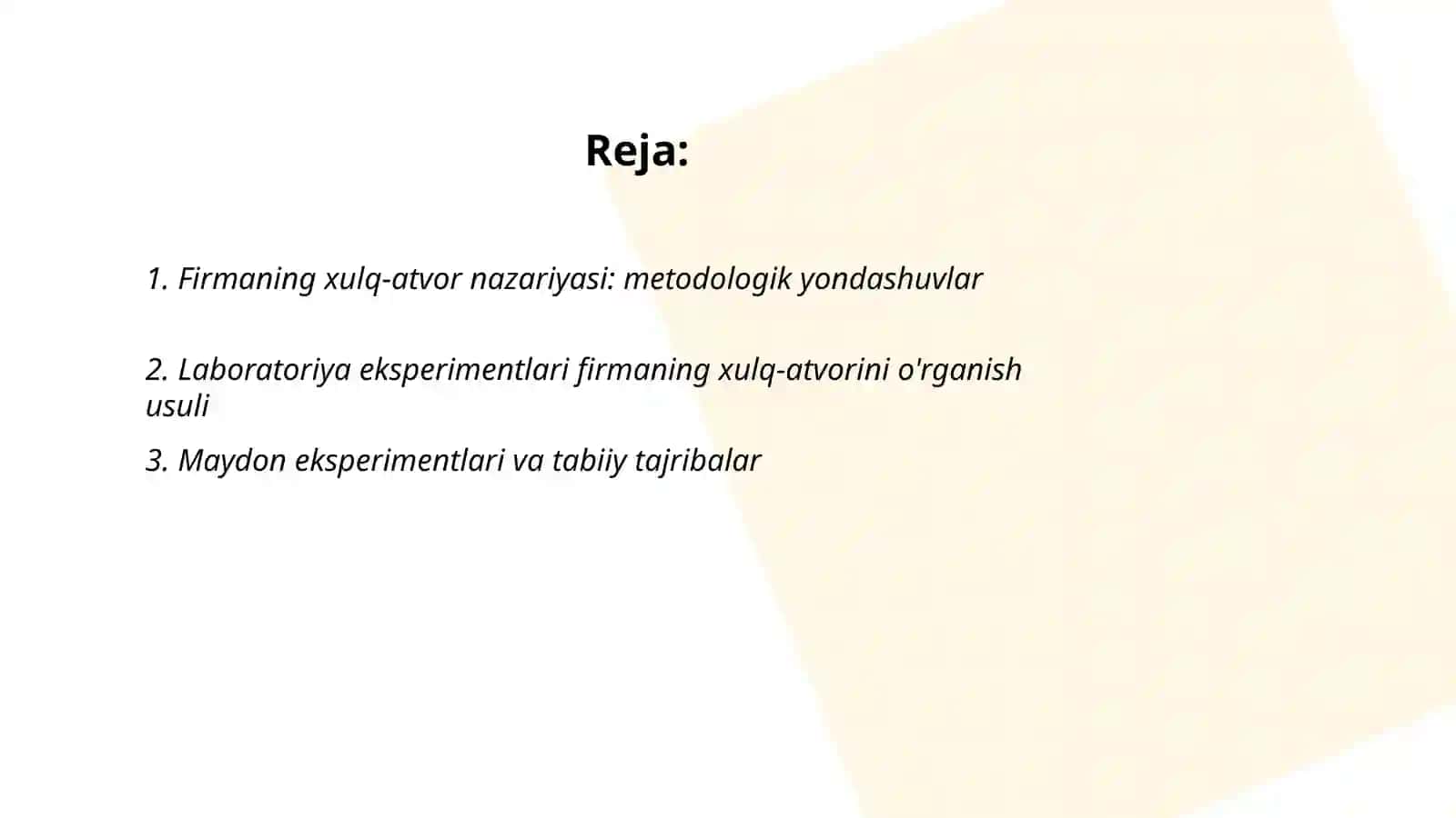 Firmaning xulq-atvor nazariyasi usullari 2