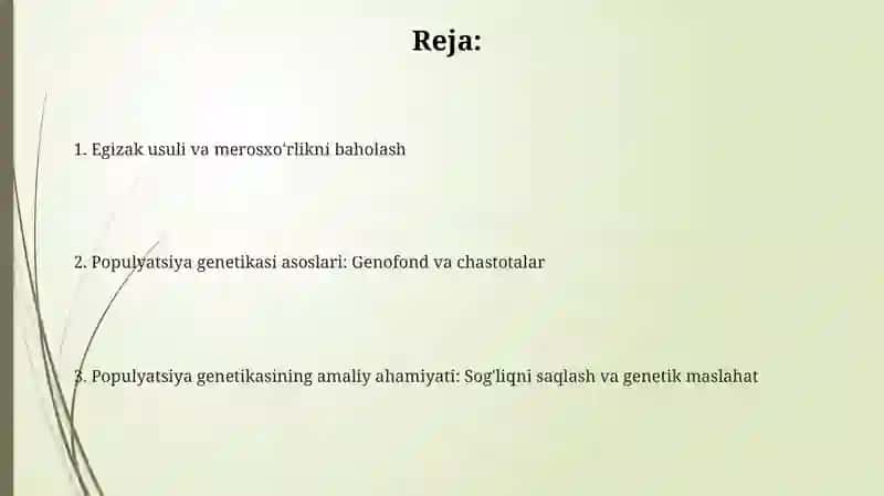 Odom genatikasning organish usulari: egzaklarusuli, populyasion statistika 2