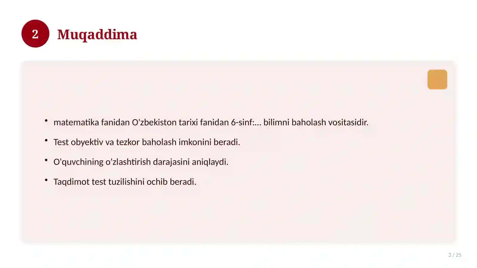 O'zbekiston tarixi fanidan 6-sinf: mavzulashtirilgan nazorat ishi va tahlil 2
