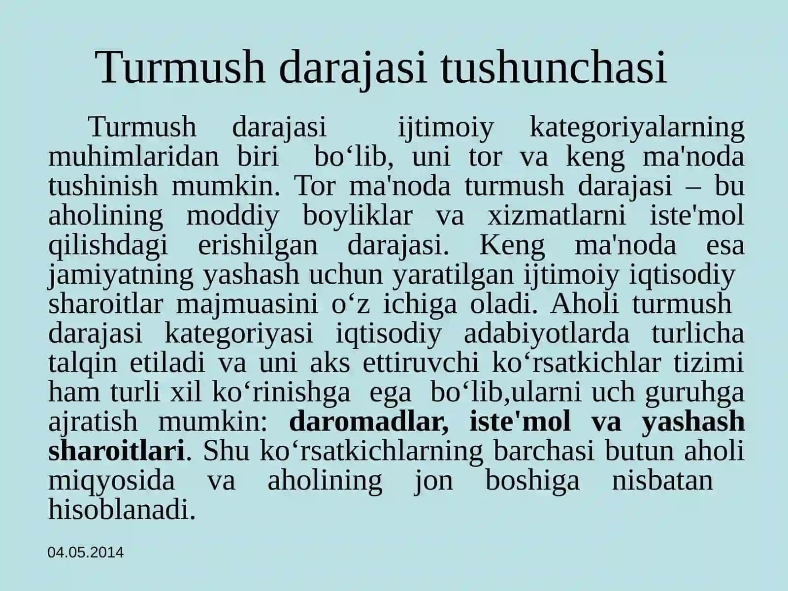Aholi turmush darajasi statistikasi 2