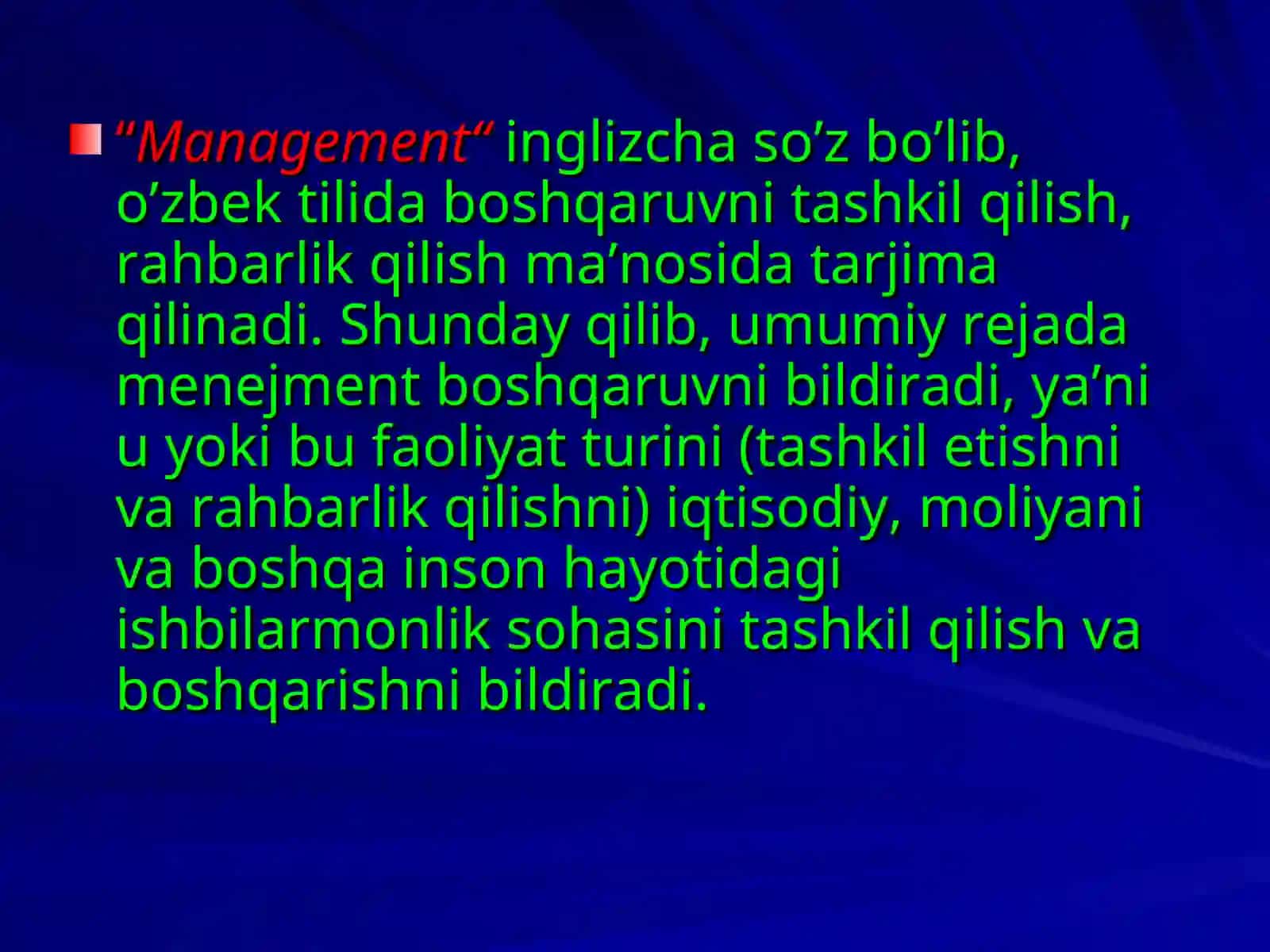 Boshqaruv nazariyasi va usullari 2