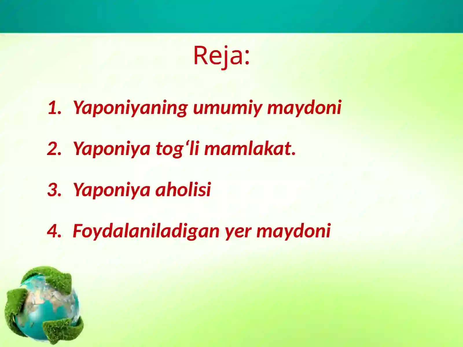Yaponiya iqtisodiy-geografik tahlili.Tabiiy sharoiti va resurslari 2