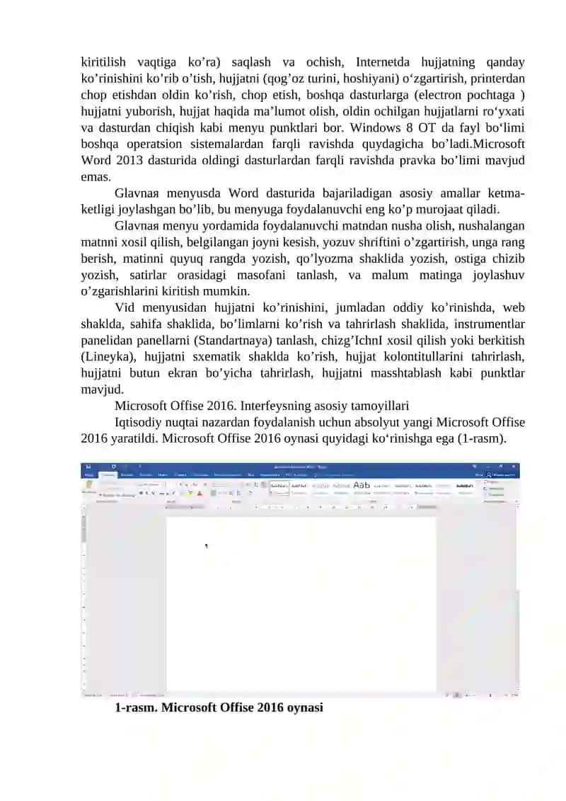 MATNLI HUJJAT MUHARRIRLARI (MS Word dasturi) 2