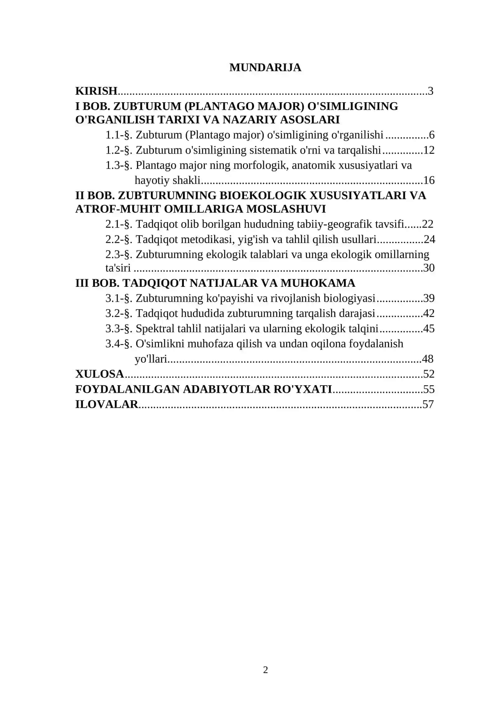 ZUBTURUM (PLANTAGO MAJOR)NING BIOEKOLOGIK AHAMIYATI VA ATROF-MUHITGA MOSLASHUVI 2