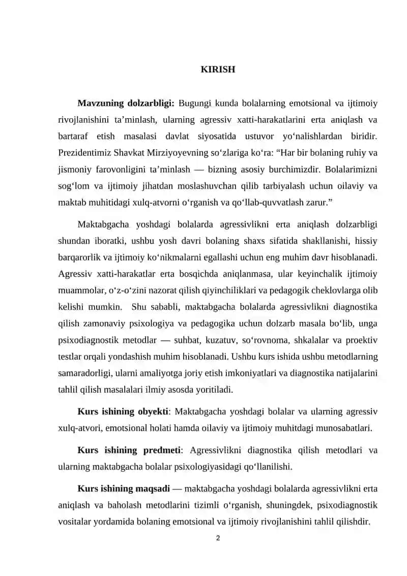 BOLALARDA AGRESSIVLIK DARAJASINI ANIQLASH USULLARI 2